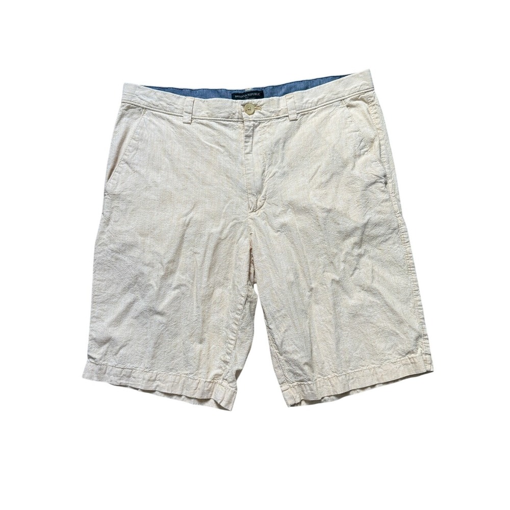 Banana Republic Emerson Striped Yellow Cotton Chino‎ Shorts Size 34 Country Club
